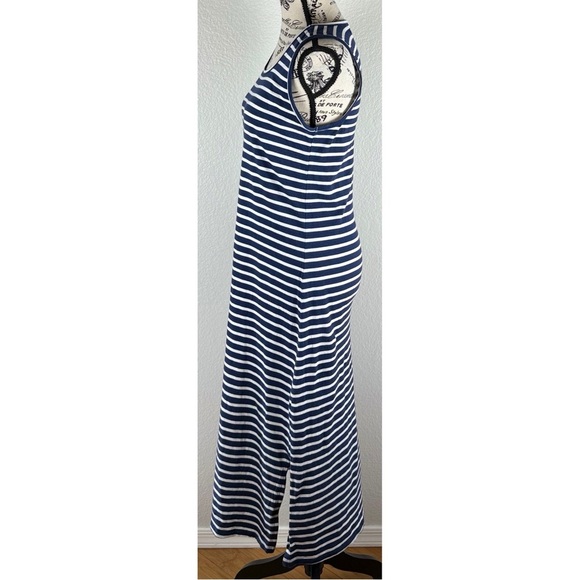 Toad & Co Blue Striped Sleeveless Organic Cotton Blend Midi Dress, size Medium - Picture 3 of 9